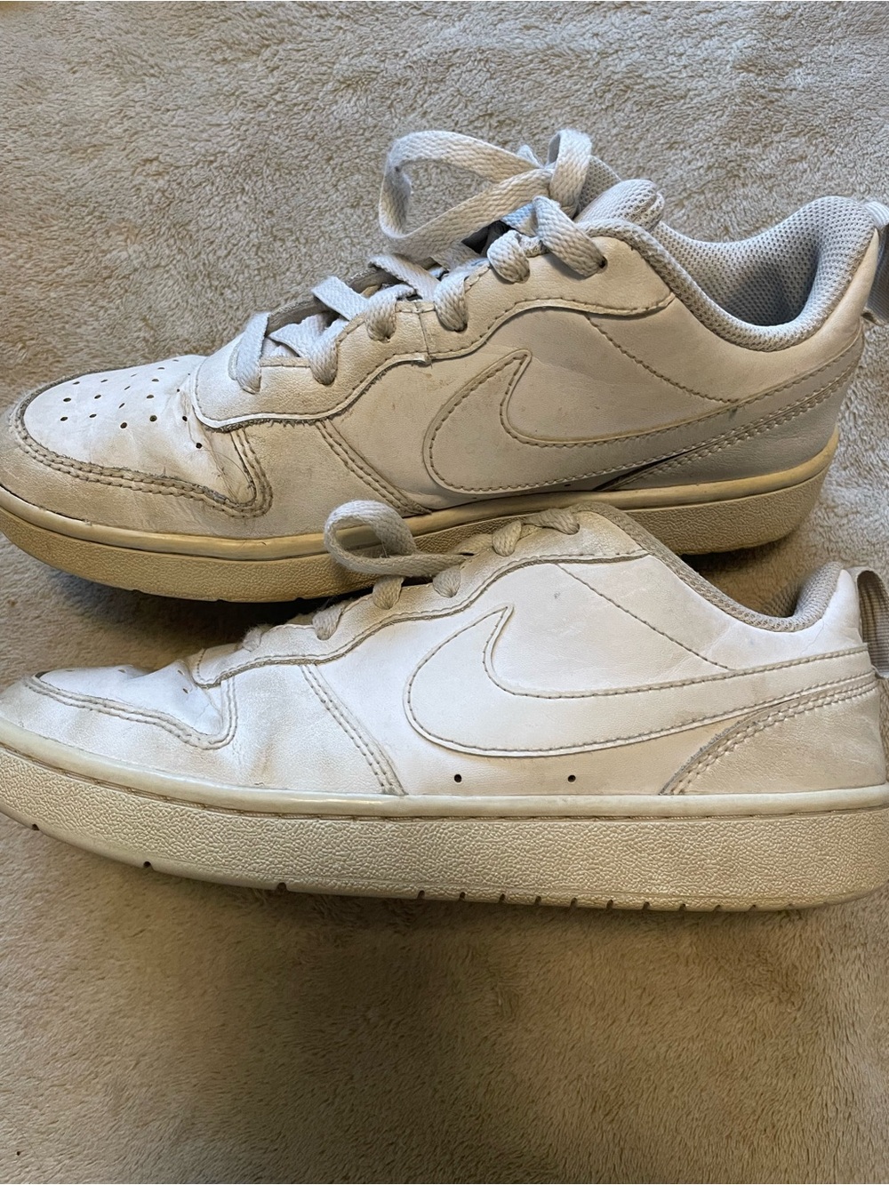 Nike Kids White Low-Top Sneakers with Swoosh Accent